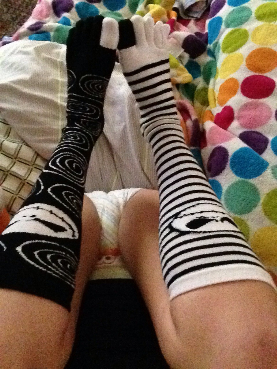 i-need-a-spanking:  My toe jack skellington sockies ^_^ 