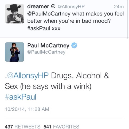 fuckyeahthebeatles: thebeatlesordie: MY TOP 10 FAVORITE ANSWERS FROM PAUL IN TODAYS TWITTER Q&