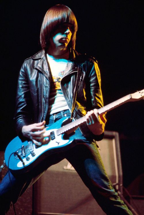 Ramones: Johnny Ramone live at The Roundhouse, photo Michael Putland, London 1976via