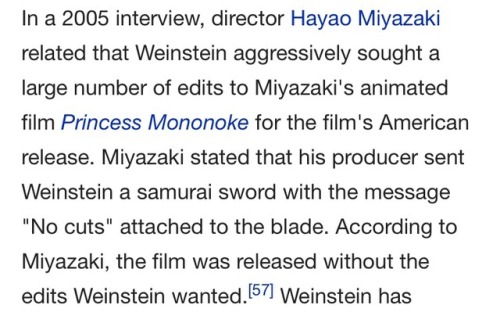 lunar-vee: ohmygil: There’s a timeline where Miyazaki skewered Harvey Weinstein with that swor