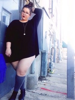 nataliemeansnice:  a hater a day keeps the fucks at bay. don’t be mad cause i’m doin’ me better than you doin’ you. &lt;3  - oversized shapeless short dress by h&amp;m (via my friend jordan) - grey knee socks by sockdreams - beat up old boots