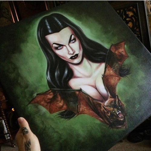 Big canvas vampiras - 2 in stock ready to hang closest thing to owning the original #vampira #gothde