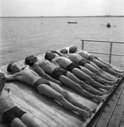 vintage-sweden:Sunbathing, 1945, Sweden.