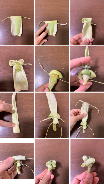 Corn husk Japanese doll, full with nihongami and kimono, cute step by step by Taiyou Inori