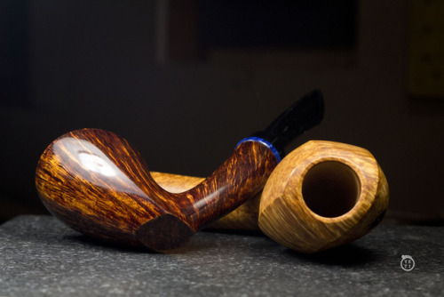 One pipe polished and another pipe ready for top-stain. 