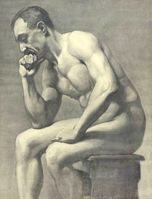 Richard Schroeter Sitzender Mannerakt