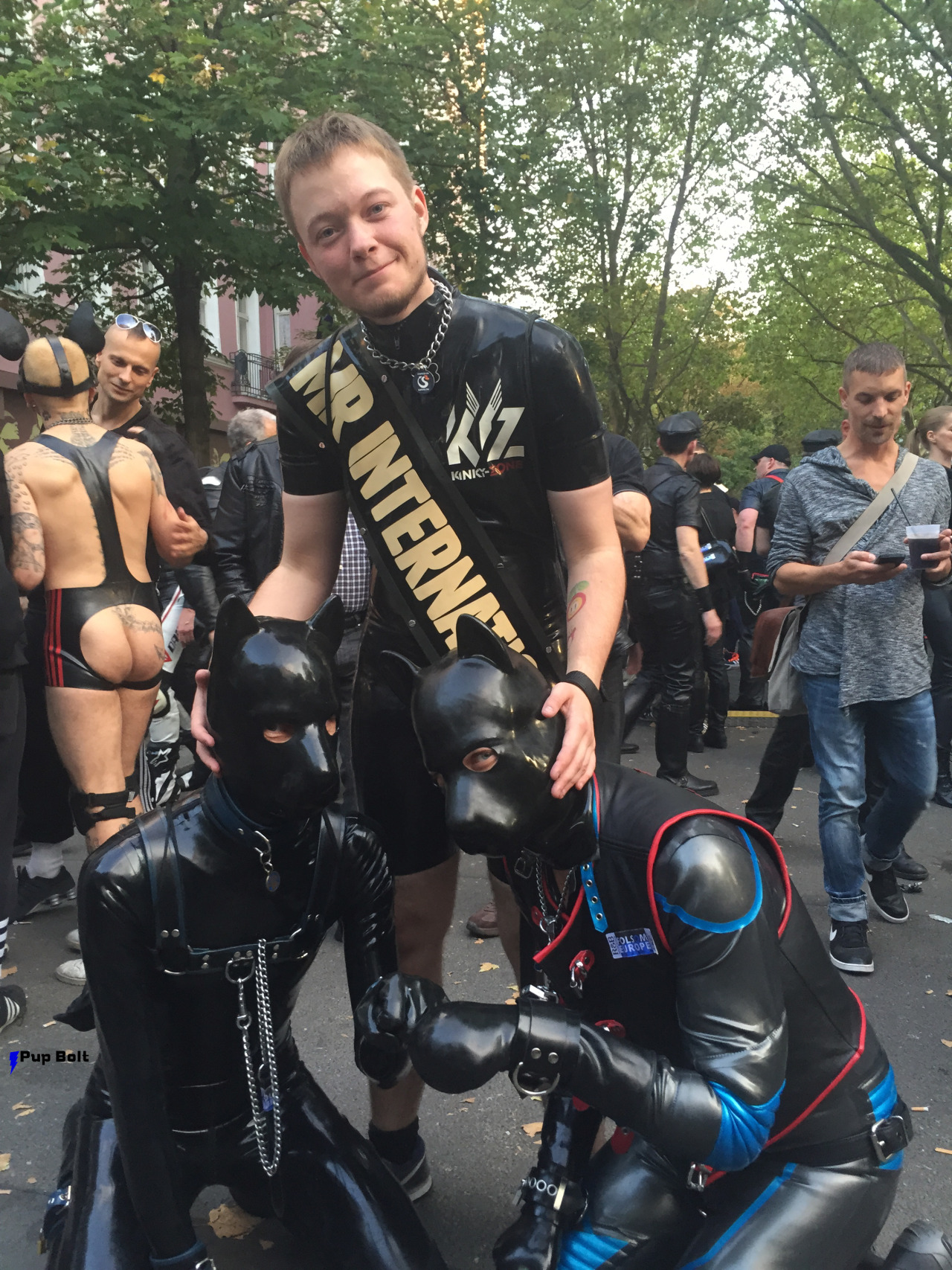 pupbolt:  Bolt loved seeing MLatexM (top), Mr Puppy EU Kriszly and ‘Mystery Pup’