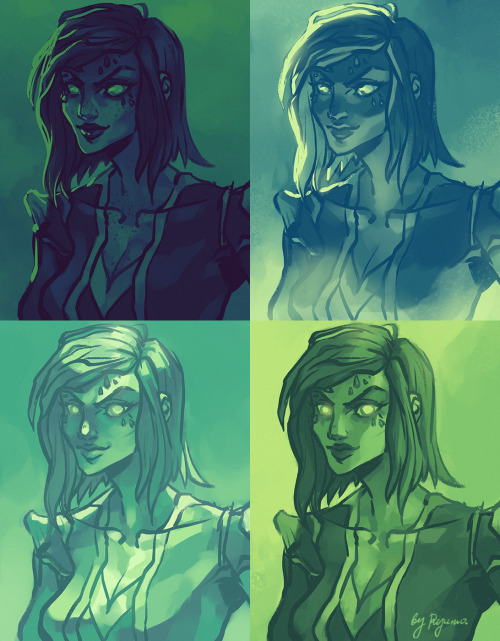 Undead girl and colouring experiments with different palettes.Commissions info.| Ko-fi | Twitter | D