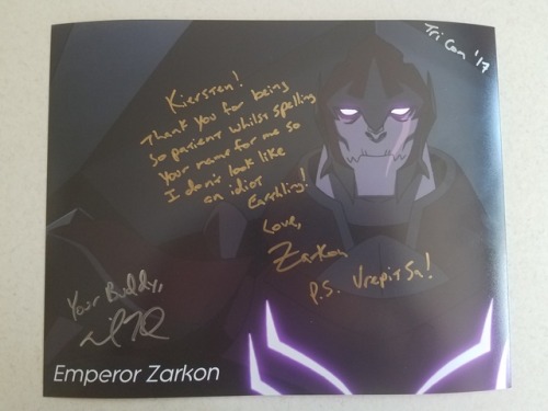 0megalucario:i got a signature from the voice actor for Zarkon at our local comic convention today!!