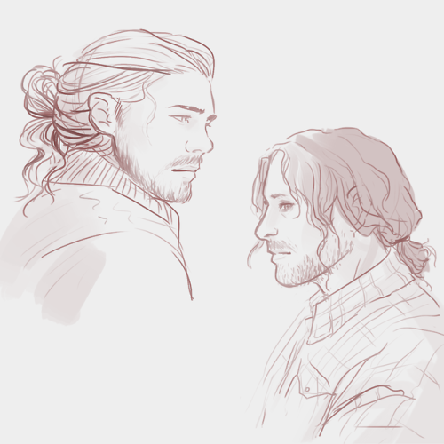 random modern au in which both éomer &amp; aragorn have man buns mmmm