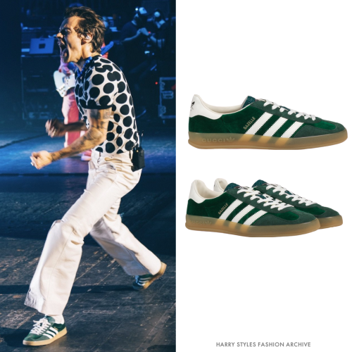 harryfashionarchive: Harry at the One Night Only London show | May 24, 2022Gucci x adidas Green Sued