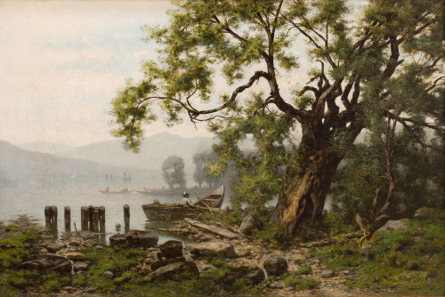 polishpaintersonly: “Starnberger See landscape” (1885)  Władysław Aleksander Malecki (Polish;1836-19