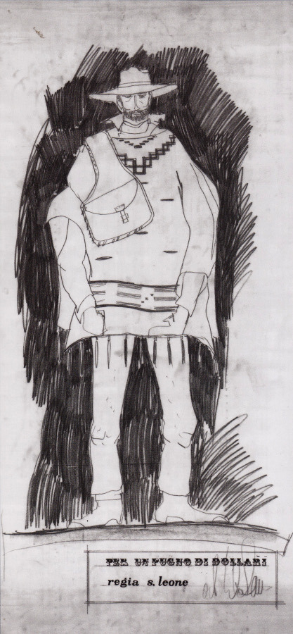 Original design for Joe’s costume in A Fistful of Dollars, by Carlo Simi. From Sergio
