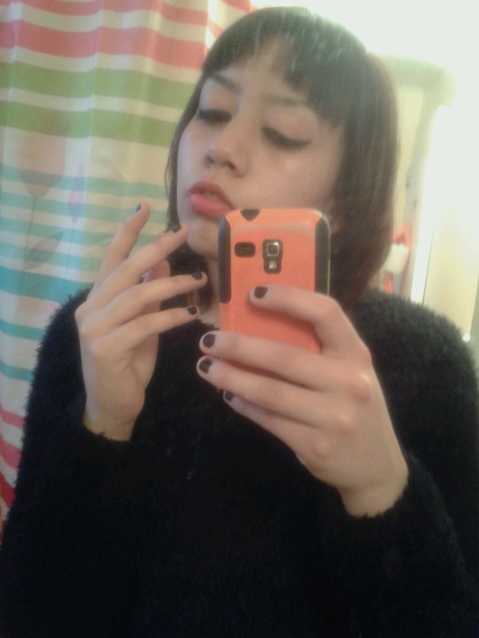 sadanddamned:  My reflection, dirty mirror. 