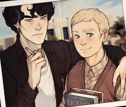 archiaart:  &ldquo;He doesn’t look like he should be hanging out with you,&rdquo; teased Victor, then laughed when Sherlock scowled and snatched the photo back. 
