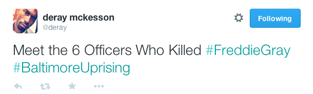 justice4mikebrown:  May 1The mugshots of the 6 officers who killed Freddie Gray.(Top