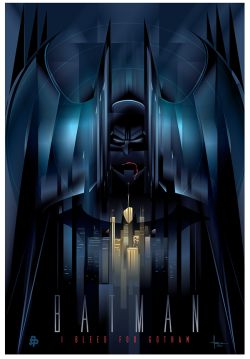 herochan:  I Bleed for Gotham &amp; The Face of Gotham  Illustrated by Orlando Arocena ll Facebook Part of the Poster Posse’s, Batman 75th Anniversary tribute project, over at Blurppy.