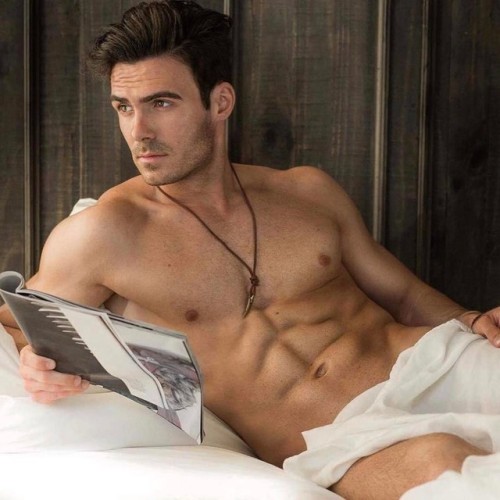 When you ask me to watch stunner actor/model @david.kait read in bed, you don&rsquo;t have to ask me