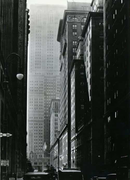 howtoseewithoutacamera: by Berenice Abbott Vanderbilt Avenue Looking south from 47th Street, October