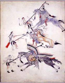 centuriespast:  Cheyenne Drawing - Two Bear’s War Record 1870 ca. Fenimore Art Museum 