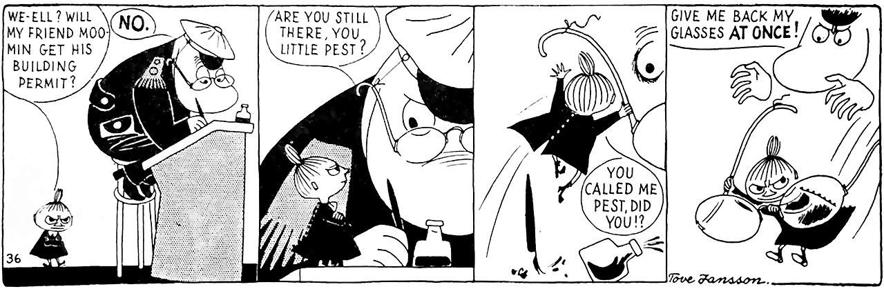 ruffgrl:My favorite bit from the Moomin comics is when Little My threatens a banker