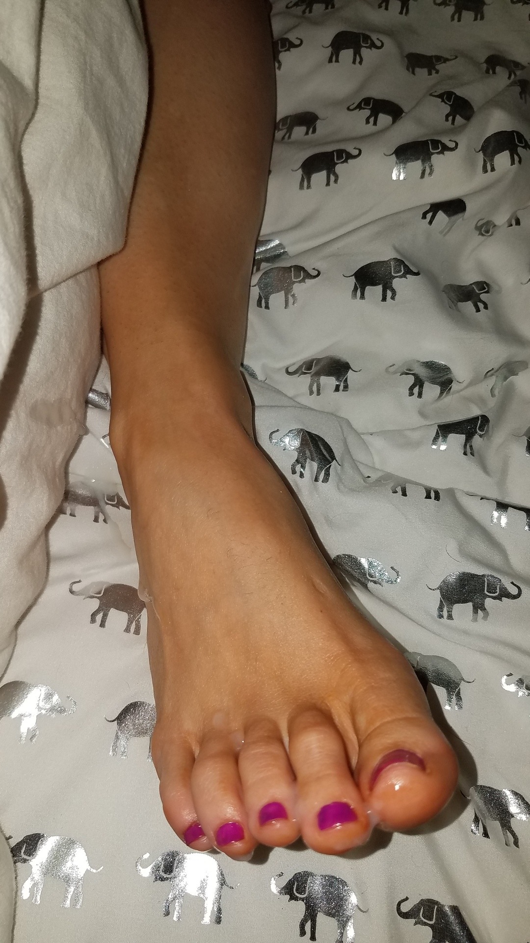 myprettywifesfeet:  My pretty wifes sexy sleeping toes and feet got a candy coating