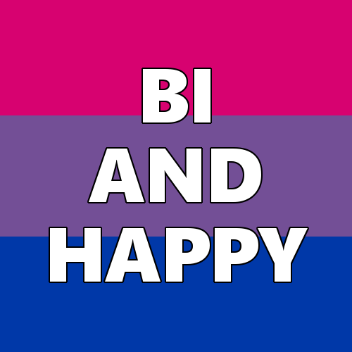queerlection:[Image description - Image of the bi pride flag with the text: Bi and happy. End descri