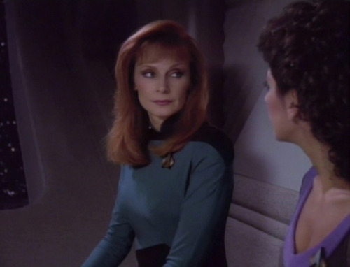 trekkiefeminist: cosmic-llin:And have some caps of Deanna and Bev hanging out in seasons 5, 6 and 