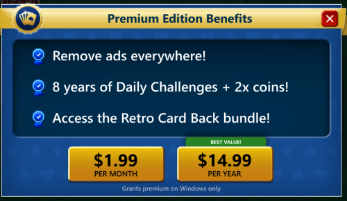 Absolutely Hellish That My Computer's Built In Solitare Game Has An Ad Free SUBSCRIPTION