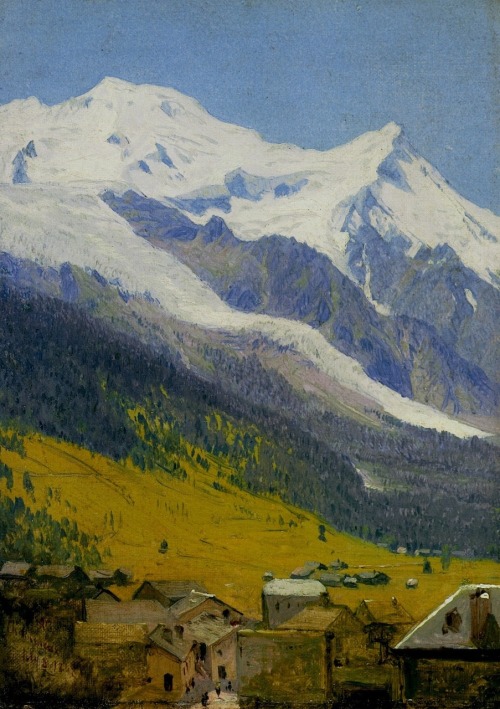 cavetocanvas:Sanford Robinson Gifford, Snowcapped Mountains, Chamnix, France, 1868