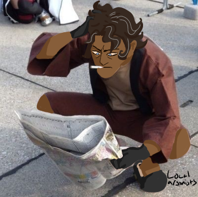 Decided To Do A Silly Draw Over Of A Silly Image. It's Of Aleksei Having A Crisis While Reading The Newspaper.