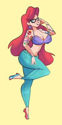 kindahornyart: Hipster Ariel commission <