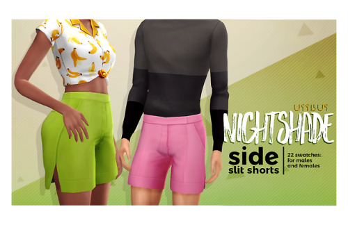 viiavi: NIGHTSHADE;side slit shortsJust some simple shorts with side slits for both males and female