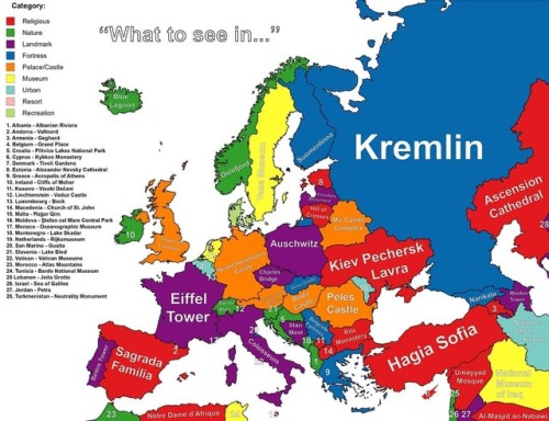 mapsontheweb:Most popular landmarks in each European country.