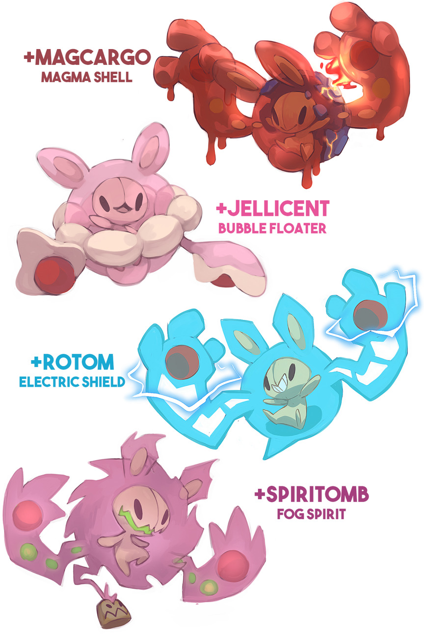 dar-draws:  Pokemon crossbreed variations featuring my favorite mon, REUNICLUS, with