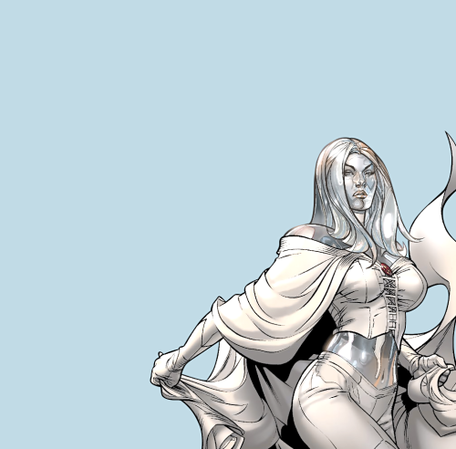 emma frost in her diamond form.source: uncanny x-men (1963) [#506 + #507], by terry dodson.