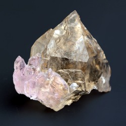 hematitehearts:  Rose Quartz on CitrineLocality: