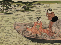 thekimonogallery:  Two Women on a Boat.  Woodblock
