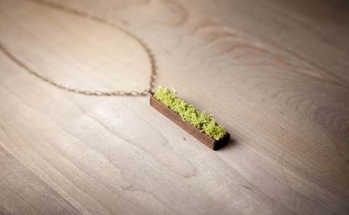 myampgoesto11:Hand made wood and grass mini planter jewelry by Mr. Lentz  “I create and design funct