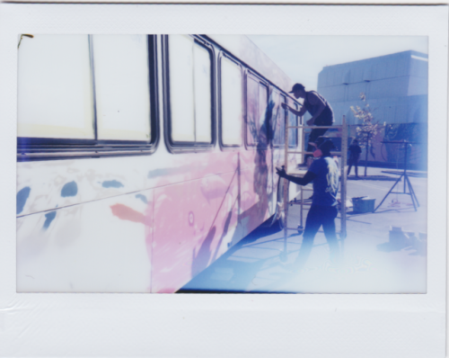 Progress instax from POW! WOW! San Jose 2018. Shot on MiNT Camera’s InstantKon RF70 camera.Artists:H