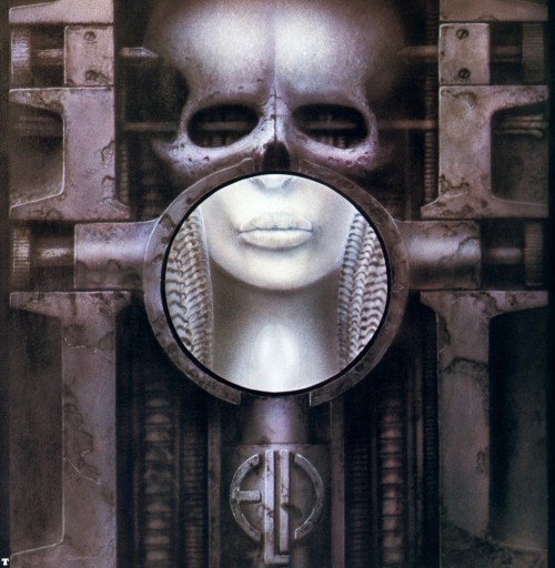 70sscifiart:  HR Giger’s cover and interior artwork for the 1973 album Brain Salad Surgery, by Emerson, Lake and Palmer, 1973. The original artworks were stolen in 2005.  