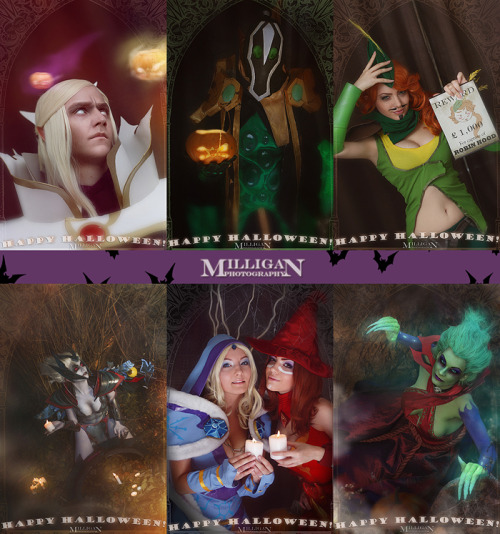 As I promissed on twitter an Deviantart (https://twitter.com/Milligan_Vick  http://milliganvick.deviantart.com/) Halloween Cards! Karina as Windrunner and Lina Anastasia as Crystal Maiden Alex as Invoker Alyona as Venegeful Spirit Nastya as Death Prophet