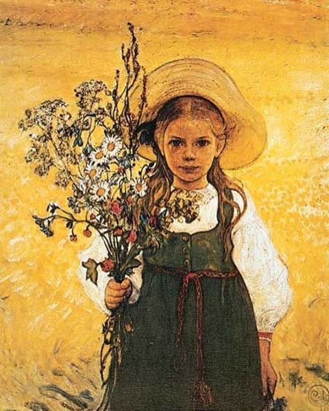 Flowers In The Meadow by Carl Larsson   . . . . #flowers #flowerstagram #painting #flowersofinstagra