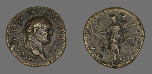 aic-ancient:Sestertius (Coin) Portraying Emperor Vespasian, Ancient Roman, 71, Art Institute of Chic