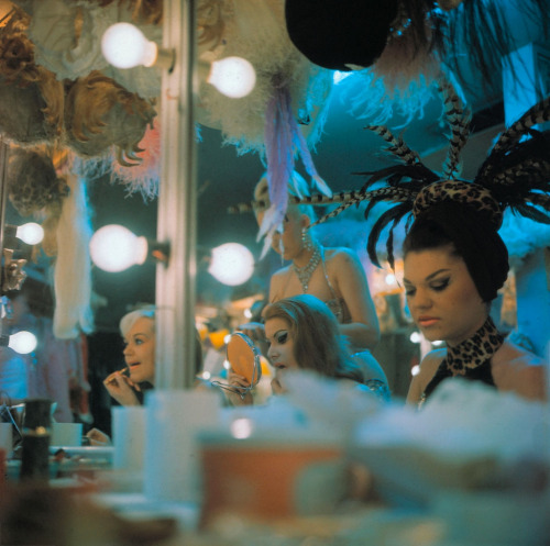 vintagelasvegas: Backstage at Folies Bergere, Tropicana. Las Vegas, 1969. Bettmann archives. Re