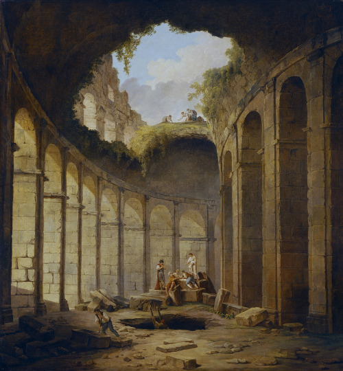 Hubert Robert - Swimming Pool, Surrounded by Colonnade - 1770 Hubert Robert - Ancient Ruins Used as 