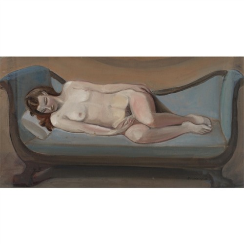 Serge Sudeikin (Russian, 1882-1946)Nude on a Blue Sofa