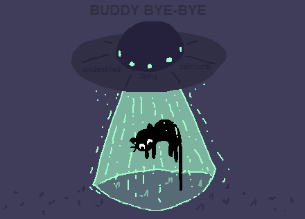 sudsyy:catcrumb: ummmm uh-oh lol [ID: a simple ms paint drawing of a ufo beaming up a black cat. the