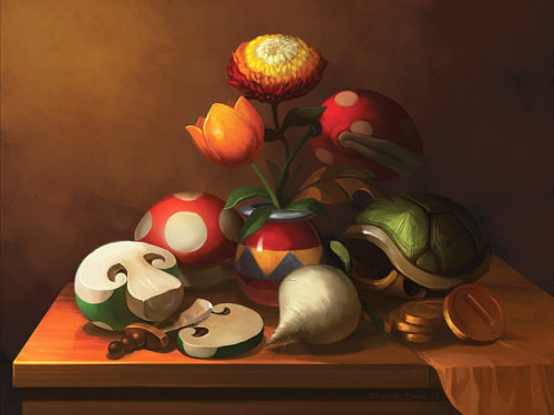 retrogamingblog: Nintendo Still Life Paintings made by Lizustration