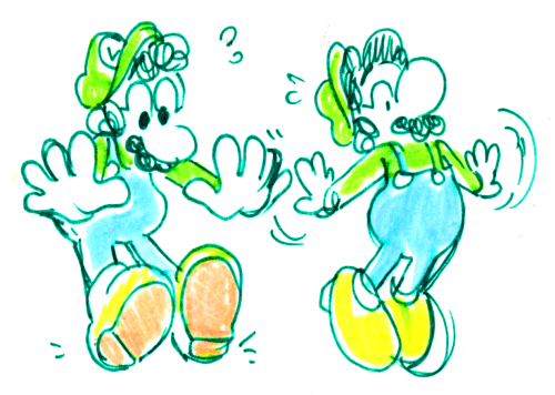 dustyzippo:emicago:sloppy luigi doodles i never posted :o@krakido